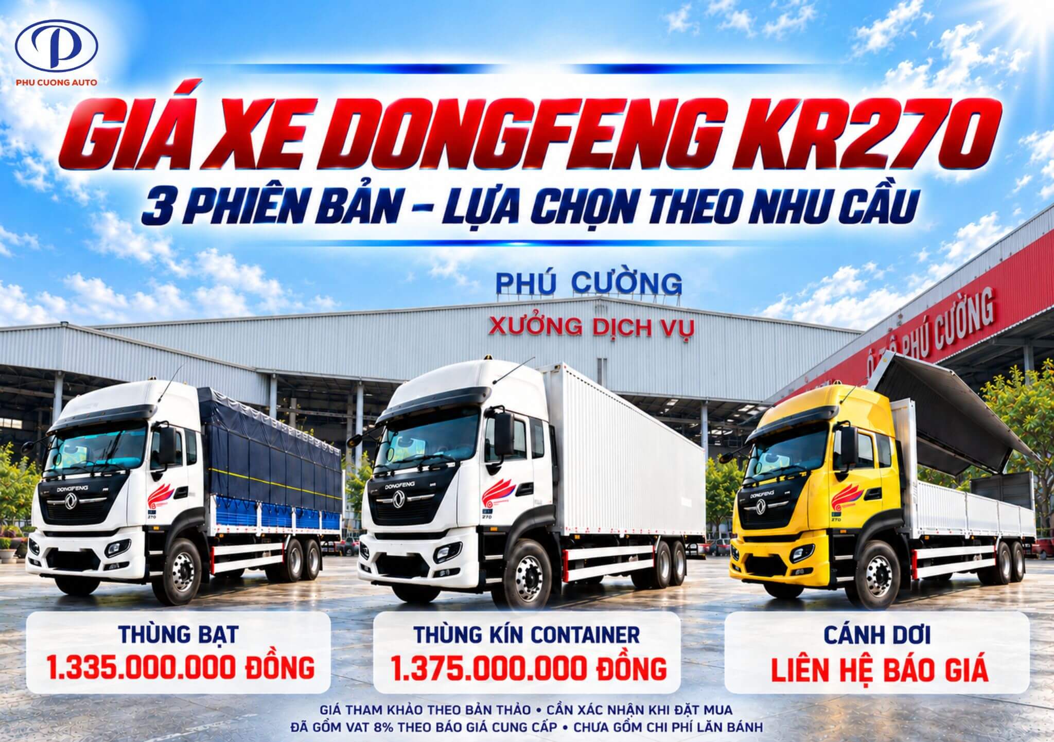 Giá xe tải Dongfeng KR270 của 3 phiên bản