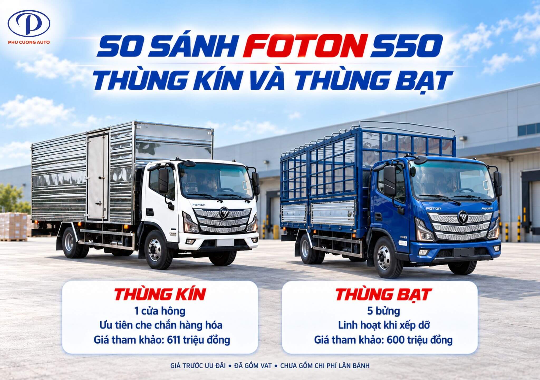 So sánh thùng kín và thùng bạt trên xe tải Foton S50