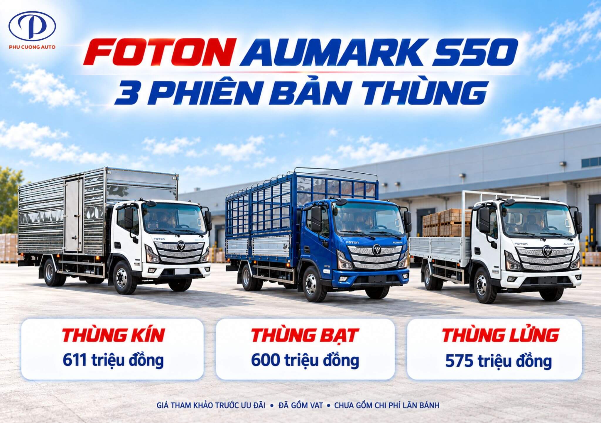 Ba phiên bản Foton S50 thùng kín, thùng bạt và thùng lửng